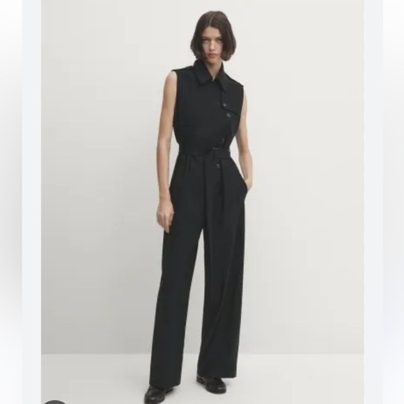 Massimo Dutti Black Sleeveless Jumpsuit